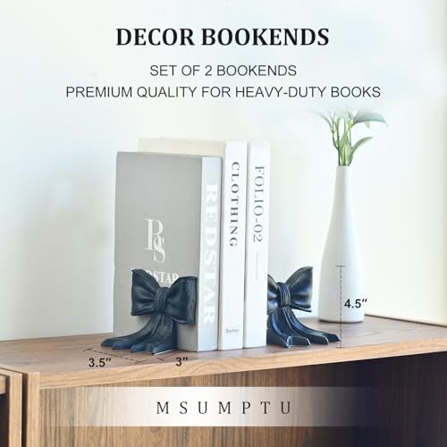 Metal Bookends Set of 2, Heavy Duty Book Ends for Heavy Books, Black Decorative Bookends for Shelves Desk Office Home Decor - Image 3