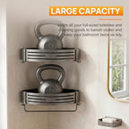 Gun Grey Adhesive Triangle Shower Caddy with Hooks, Towel Bar, Soap Dish - Image 6