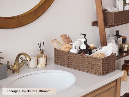 StorageWorks Toilet Tank Basket, Wicker Toilet Paper Baskets, Brown - Image 4