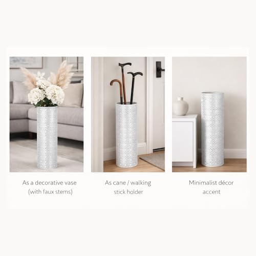 Concepts 21 inch Heavy Duty Metal Umbrella Stand - Durable Storage Holder for Umbrellas - Indoor and Outdoor Use - Stylish and Modern Organizer for Entryways. (White Lace) - Image 4