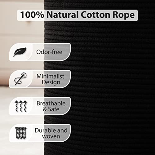 Fiona's magic Woven Laundry Hamper, 72L Tall Blanket Storage-Black - Image 3