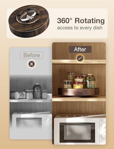 TIDITA 13" Rotating Wooden Lazy Susan Organizer for Tabletop (Walnut Color) - Image 2