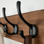 Dseap Wall Mounted Coat Rack: Patented, Heavy-Duty, 17.4" Long 5-Double-Hooks Wooden Hanger Rail for Winter Coats, Hat, Jacket, Clothing - Natural & Black - Image 4