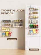 Delamu Over the Door Pantry Organizer, 6 Tier Pantry Door Organizer with Adjustable Basket, Door Spice Rack Seasoning Organizer, Metal Hanging Pantry Organizers and Storage for Kitchen,15.3" White - Image 4