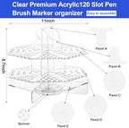 Eersida 120 Slot Acrylic Pen Holder Pen Clear Pencil Holder Display Stand Marker Organizer Acrylic Desktop Organizer the Hole Diameter Is 0.5 Inch for Art Supply Makeup Brushes Storage Craft Shows - Image 3