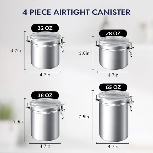 ENLOY 4-Piece Stainless Steel Airtight Food Storage Canister Set with Lid - Image 2
