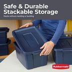 Rubbermaid Roughneck Tote 3 Gal, 6 Pack, Made in USA, Dark Indigo Metallic, Rugged Plastic Stackable Storage Bins with Lids and Handles - Image 5