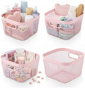 MorningRo 4 Pack Pink Metal Mesh Basket with Handles, Medium by MorningRo
