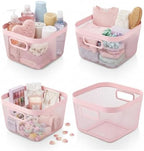 MorningRo 4 Pack Pink Metal Mesh Basket with Handles, Medium by MorningRo