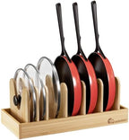 Housolution Bamboo Pot and Pan Lid Organizer Holder Storage Rack by Housolution