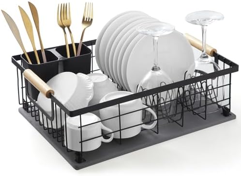Stone Dish Drying Rack,Stainless Steel Frame & Diatomaceous Earth Dry Mat by Lalaunicky