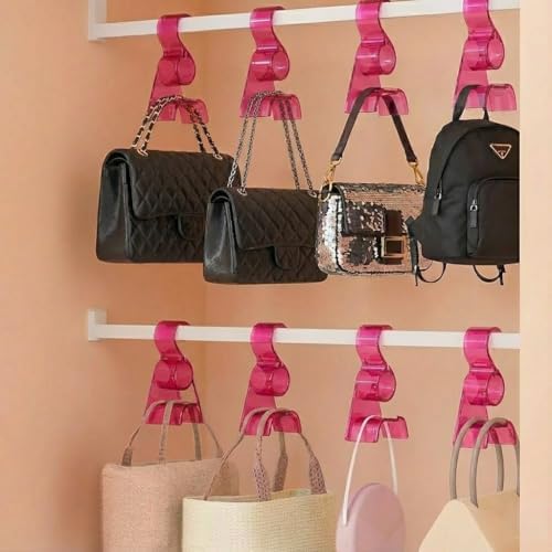OnDisplay Premium Acrylic Purse Hanger Hook for Closet Rod – Wide Arch Handbag Organizer Protects Straps from Creasing – Heavy Duty Storage Hook for Hats, Belts, Backpacks & Scarves (Pink, 12) - Image 4