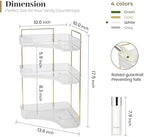 Aveniee Corner Bathroom Counter Organizer, Bathroom Countertop Shelf Makeup Storage, Clear Perfume Tray Holder (3 Tiers, White) - Image 3