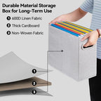 4 Pack Letter Size File Storage Box Collapsible, Fabric Hanging File Folders Organizer, Portable Office Document Holder with Metal Handle, Smooth PVC Rails, Light Gray - Image 3