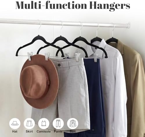 HOUSE DAY Skirt Hangers 24 Pack, Velvet Pants Hangers with Adjustable Clips - Image 3