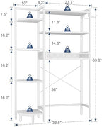 K1 Heavy Duty 7-Tier Over The Toilet Storage（With Basket and Paper Hook）Freestanding Above Toilet Shelf with Adjustable Feet，Space Saver Bathroom Shelves 9.3"D x 33.5"W x 63.8"H，Beige White - Image 3