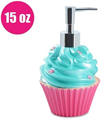 Bathroom Accessories Sets Organizer Complete with Milkshake Lotion/Soap Dispenser,Egg Tube Bath Cup/Tumbler,Donut Soap Dish,Cake Toothbrush Holder for Kids Bath Decor (Pink) - Image 2
