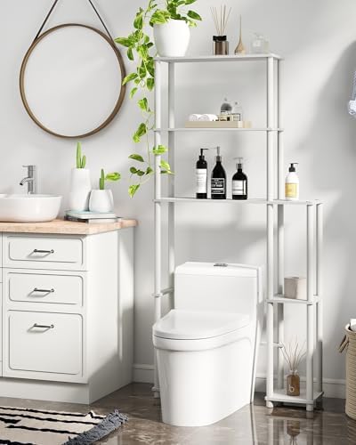 Toilet Storage Rack, 5-Tier Behind Toilet Storage with Side Racks Above Toilet Organizer for Bathroom Balcony Laundry, White by VPSMATHOME