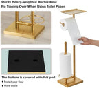 Toilet Paper Holder with Tray At the Top, Heavy-Weighted Base No Wobbly, Freestanding Toilet Paper Rolls Stand, Hold Extra 3 Paper Rolls On the Base (Gold) - Image 4