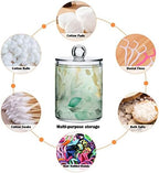 Vnurnrn Green Gold Leaves Clear Plastic Jar Set for Cotton Swab Cotton Ball Cotton Round Pads Floss, Bathroom Canisters Storage Organizer, Vanity Makeup Organizer 4 Pack - Image 4