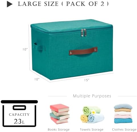 2PCS Storage Bins with Zipper Lids Decorative Lidded Basket Box - Image 3