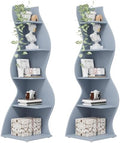 Tribesigns Corner Shelf, Modern 5-Tier Wall Corner Bookshelf, Stylish Corner Small Bookcase Storage Rack Plant Stand with Unique Shape for Living Room, Home Office (Blue, 2PCS) by Tribesigns