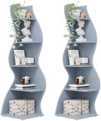 Tribesigns Corner Shelf, Modern 5-Tier Wall Corner Bookshelf, Stylish Corner Small Bookcase Storage Rack Plant Stand with Unique Shape for Living Room, Home Office (Blue, 2PCS) by Tribesigns