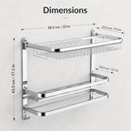 CAXIMSY Towel Rack for Bathroom with 3 Tier Shelf Double Bar Hook (Silvery) - Image 5