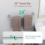 USHOWER 4PCS Polished Chrome Bathroom Accessories Set,24-Inch Towel Bar Set - Image 2