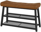 YATINEY Shoe Bench, 3-Tier Shoe Rack, Entryway Bench with Storage and Cushion, for Hallway, Foyer, Bedroom, Brown and Black HX02BV by Yatiney