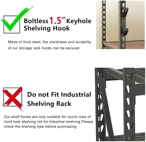 Wallmaster Boltless Shelving Hooks for 1.5 inch Keyhole Shelving Unit 7 Pcs - Image 4