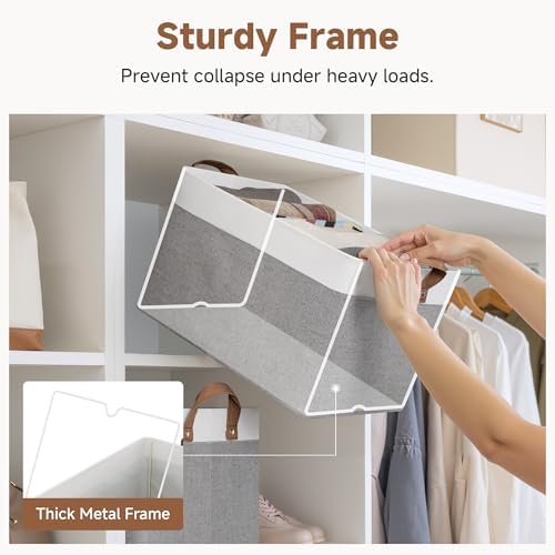 StorageWorks Fabric Storage Bin, Closet Bins, Gray and White, Large, 2-Pack - Image 4