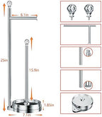 KASUNTO Toilet Paper Holder for Bathroom, Heavy Weighted Metal Free Standing Toilet Paper Holder Stand with Crystal Ball, Toilet Paper Roll Stand for Bathroom Accessories （Polished Chrome） - Image 2
