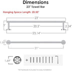 FORIOUS Towel Bar Towel Racks for Bathroom Wall Mounted 21" Chrome - Image 2