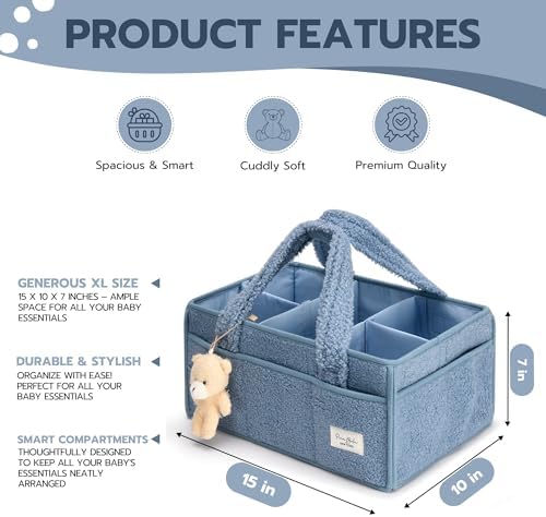 PeraBella Baby Diaper Caddy Organizer with Handle, Boy & Girl Shower Gift Basket, Portable Diaper Storage Basket Bin for Wipes, Newborn Baby Essentials Registry Search Must Haves, Car Caddy Organizer - Image 4