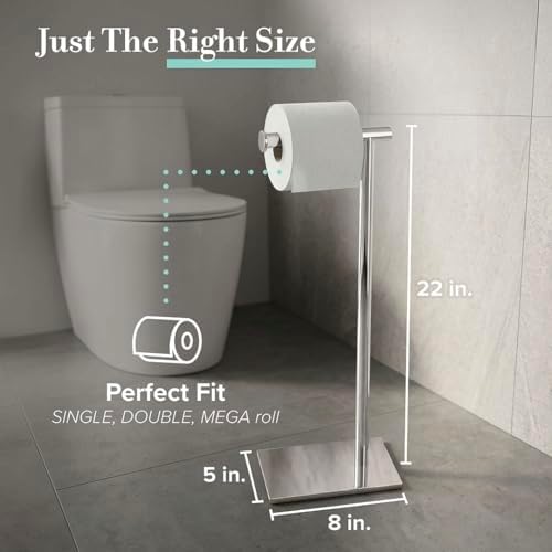 Gatco 1431PN Modern Rectangle Base Freestanding Toilet Paper Holder, 21.25", Polished Nickel with Weighted Base - Image 3