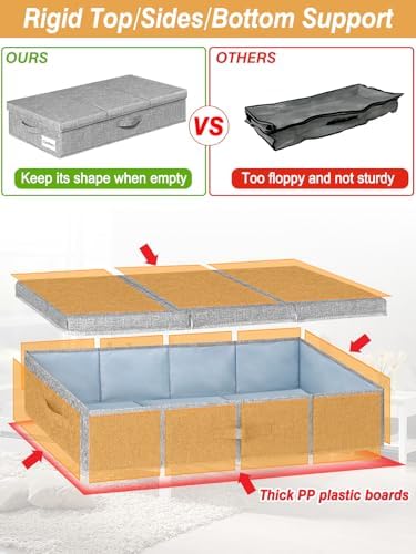 punemi 6 in Tall Under Bed Storage Containers with Lids, 2 Pack, Grey - Image 3