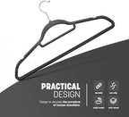 KEPLIN Velvet Hangers 20 Pack - Non-Slip Clothes Hangers with Tie Bar & 360° Hook - Durable & Sturdy, Space-Saving Wardrobe Organisers for Suits, Jackets & Clothes- Home Storage Solution (Black) - Image 3