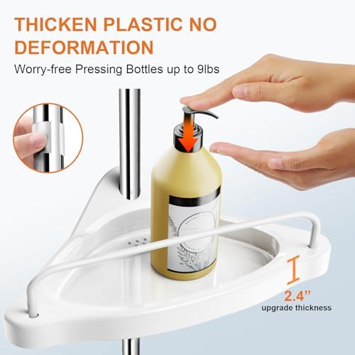 Corner Shower Caddy Tension Pole: Rust Proof 4Tier Shampoo Storage Organizer for Inside Shower - Telescoping Rod Shower Rack for Bathroom and Bathtub - Restroom Floor Standing Bath Rack Holder - Image 4