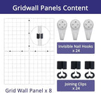 WELLCO Grid Wall Panels, 15.7"x 11.8" Grid Wall for Any Retail Display, Portable and Assembled Wall Grid with Extra Joining Clips and Hooks, 8 Pack, White - Image 4