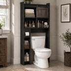 kepptory 30" W Over the Toilet Cabinet with Sliding Barn Door, Dark Grey by kepptory