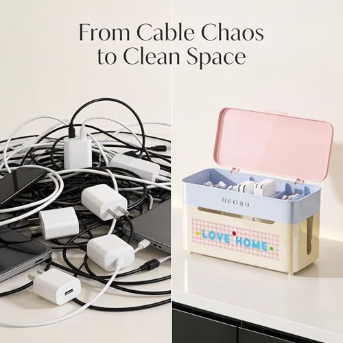 2-Tier Rolling Cable Management Box with Wheels (Large) – Mobile Power Strip Hider & Cord Organizer – Under Desk Wire Concealer & Charging Station Organizer – Baby & Pet Proof Safety (Apple Red) - Image 2