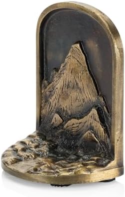 CRAFTSMAN ROAD Cast Iron Mountain Bookends Set, Antique Brass Book Ends, 2 Decorative Book Holders for Shelves or Bookcase, Stylish Brass, Non-Skid Anti-Slip Heavy Duty, Home Décor Gift - Image 7