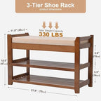 PETKABOO Shoe Rack Bench with Cushion, Shoe Rack for Front Door Entrance, Shoe Bench with Storage for Entryway Hallway Bedroom Living Room - Image 2