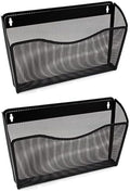 YBM Home Mesh Wall Mount File Organizer Holder for Home and Office, Single Pocket Hanging File Holder for Folders, Documents, Letters, and Magazines, Black 2 Pack by YBMHome