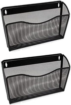 YBM Home Mesh Wall Mount File Organizer Holder for Home and Office, Single Pocket Hanging File Holder for Folders, Documents, Letters, and Magazines, Black 2 Pack by YBMHome