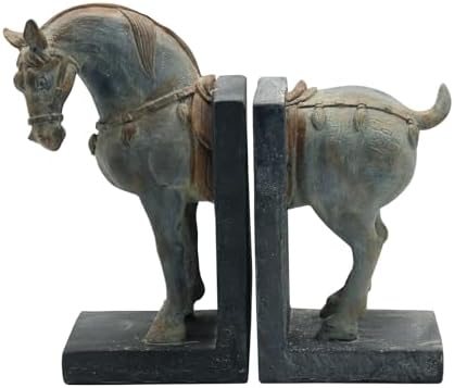 Lukitas Tang Horse Decorative Bookends, Heavy Duty Non-Slip Book Holders by Lukitas