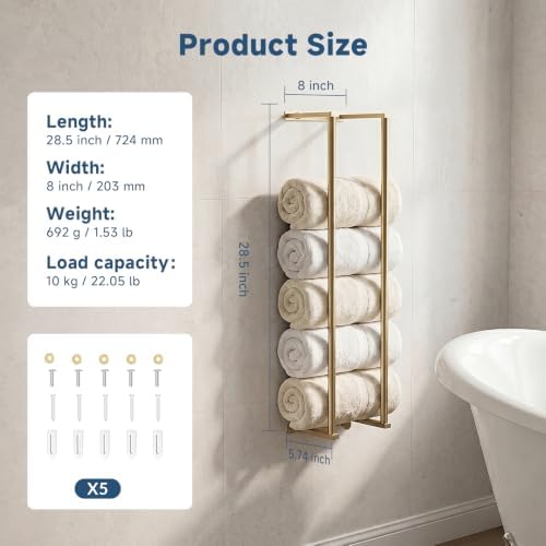 28" Towel Racks for Bathroom,Wall Mounted Towel Holder - Image 2