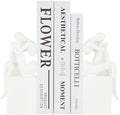 White Book Ends Decorative, Girl Thinker Design, Modern Bookends for Shelves, Non-Skid Heavy Duty Resin Book Stopper for Books, Bookends with Base, Resin, 1Pair/2Piece by Xmeden