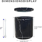 Black Marble Otip Holder Dispenser with Lid, Natural Marble Canister, High Capacity Bathroom Qtip Holder Storage, Natural Bathroom Organizer for Cotton Swabs,Balls,Pads,Floss Picks (Large) - Image 3